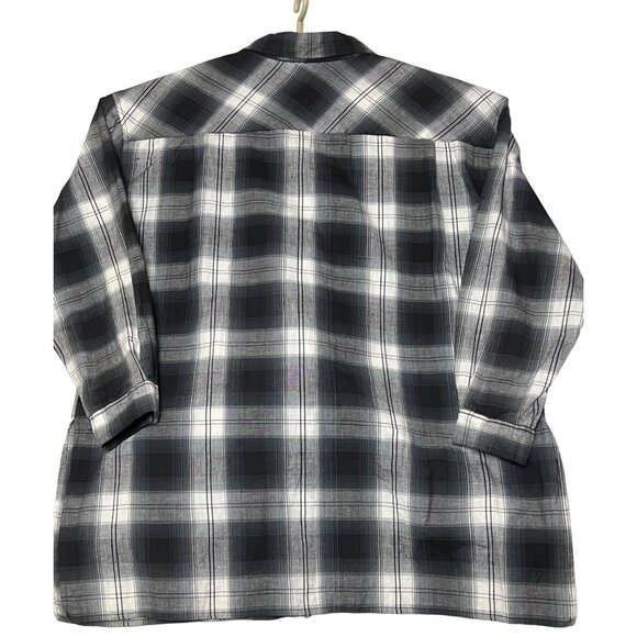 Class by Just Class Women Plaid Long Sleeve Button-Up Shirt Size L Black & White - Picture 7 of 16